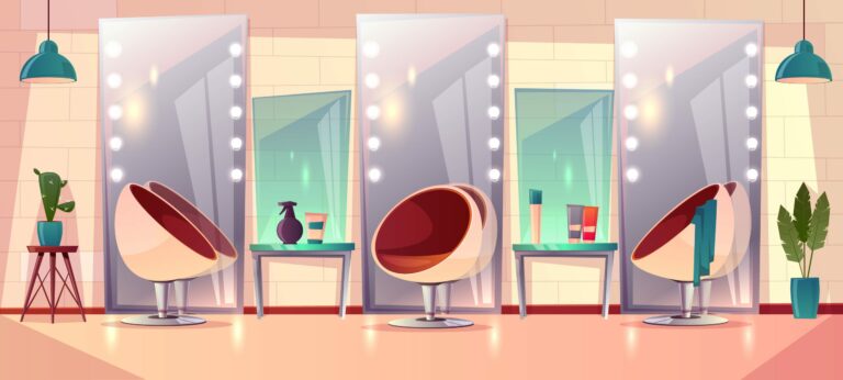Vector female hairdressing barbershop, beauty salon interior