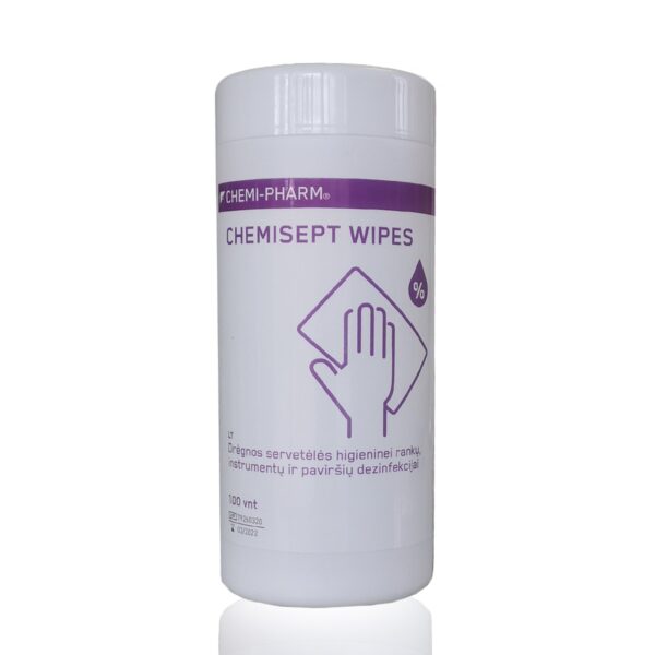 Serveteles instrumentu ir pavirsiu dezinfekcijai 100 vnt. Chemisept wipes Serveteles instrumentu ir pavirsiu dezinfekcijai 100 vnt. Chemisept wipes