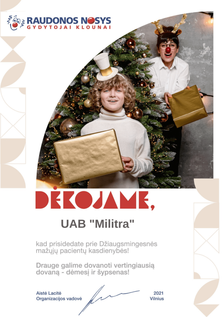 RAUDONOS NOSYS Gydytojai klounai padėka