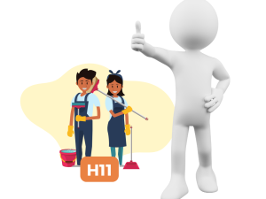 H11 valymo paslaugas teikiantys darbuotojai