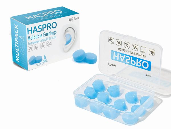 HASPRO silikoniniai ausu kistukai (27dB) - 6 poros.melyni militra HASPRO silikoniniai ausu kistukai (27dB) 6 poros.melyni militra