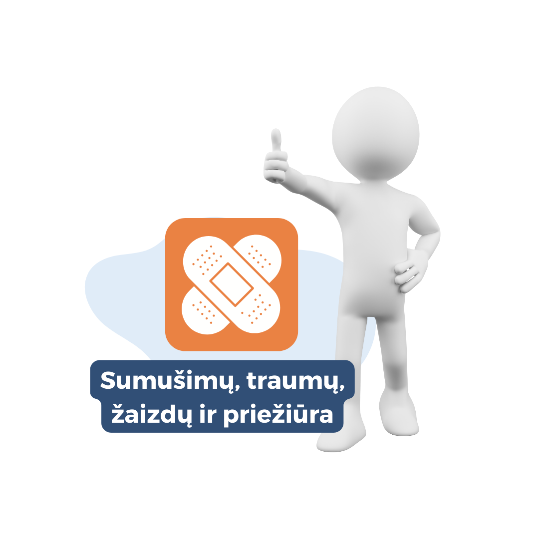 Sumušimų, traumų, žaizdų ir odos priežiūra