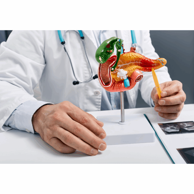 Lėtinio pankreatito iliustracija – kasa ir jos uždegimas